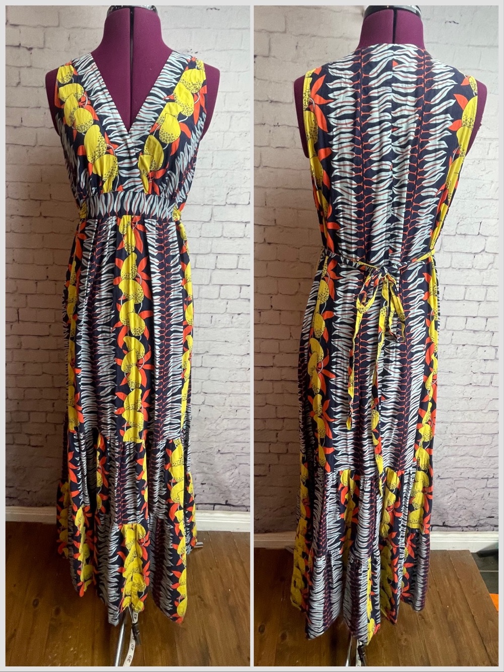 Cabi size medium mango print tropical maxi dress
